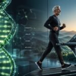 A futuristic conceptual image exploring the question: Can humans live to 120?