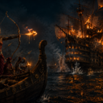 Historical depiction of Rani Abbakka Chowta leading a night-time sea raid against the Portuguese.