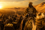 Mansa Musa's historic caravan crossing the Sahara Desert, showcasing the scale of Mansa Musa Wealth.